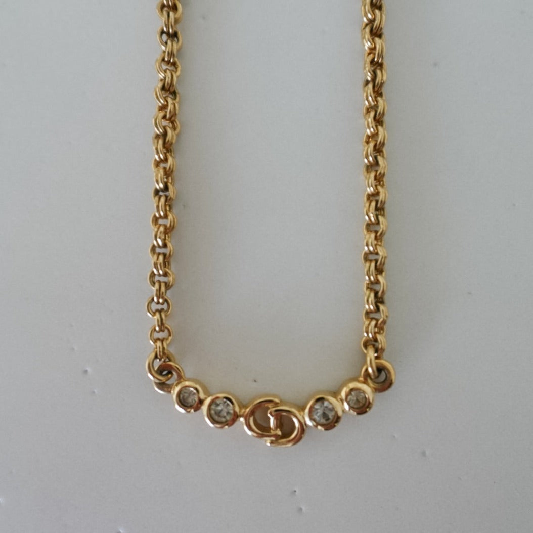 Vintage Dior CD rhinestones necklace