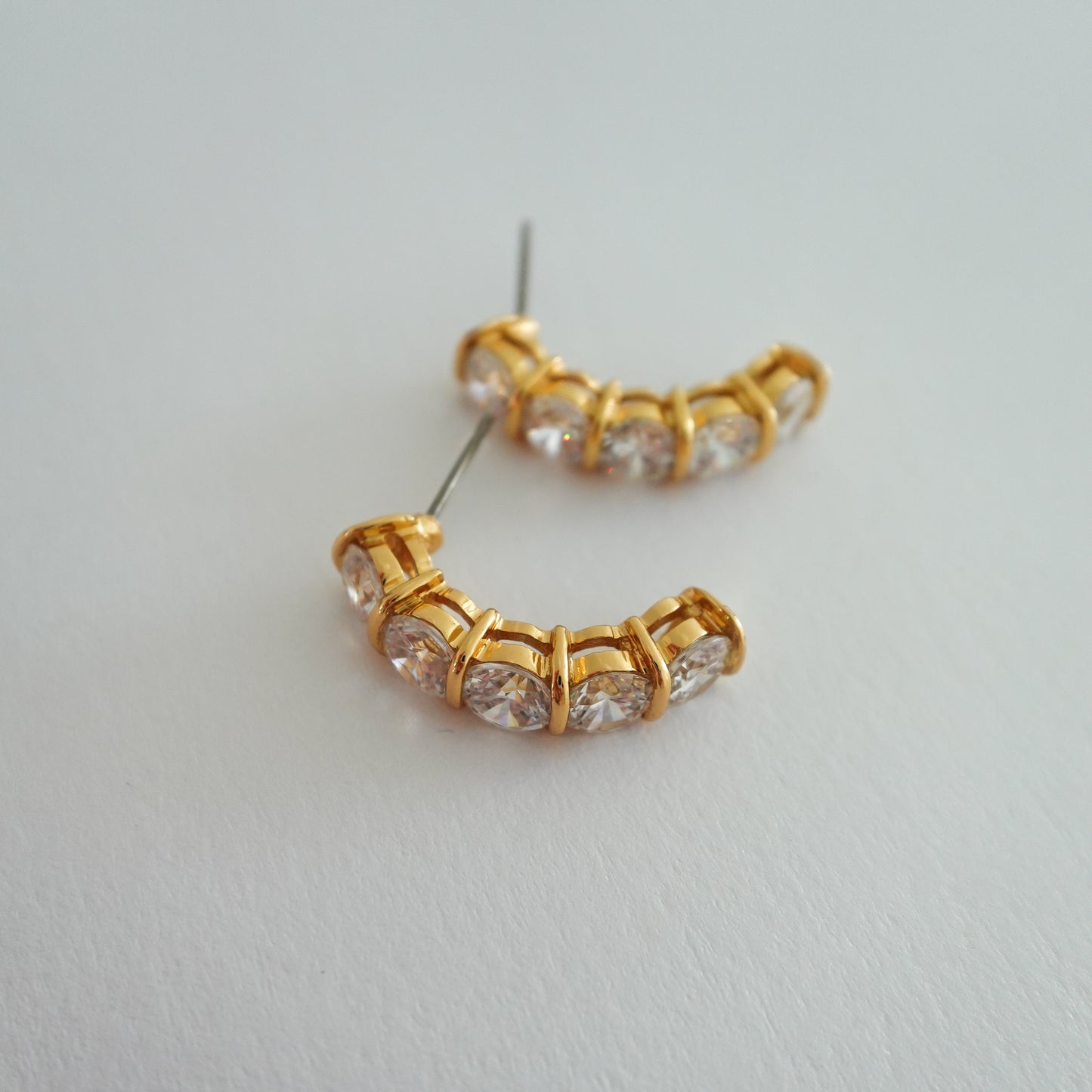 CZ gold tone hoops