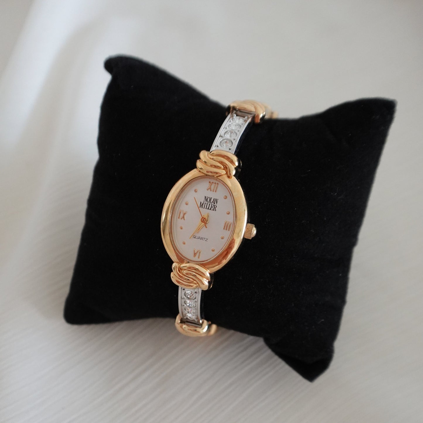 Two tone rhinestones watch