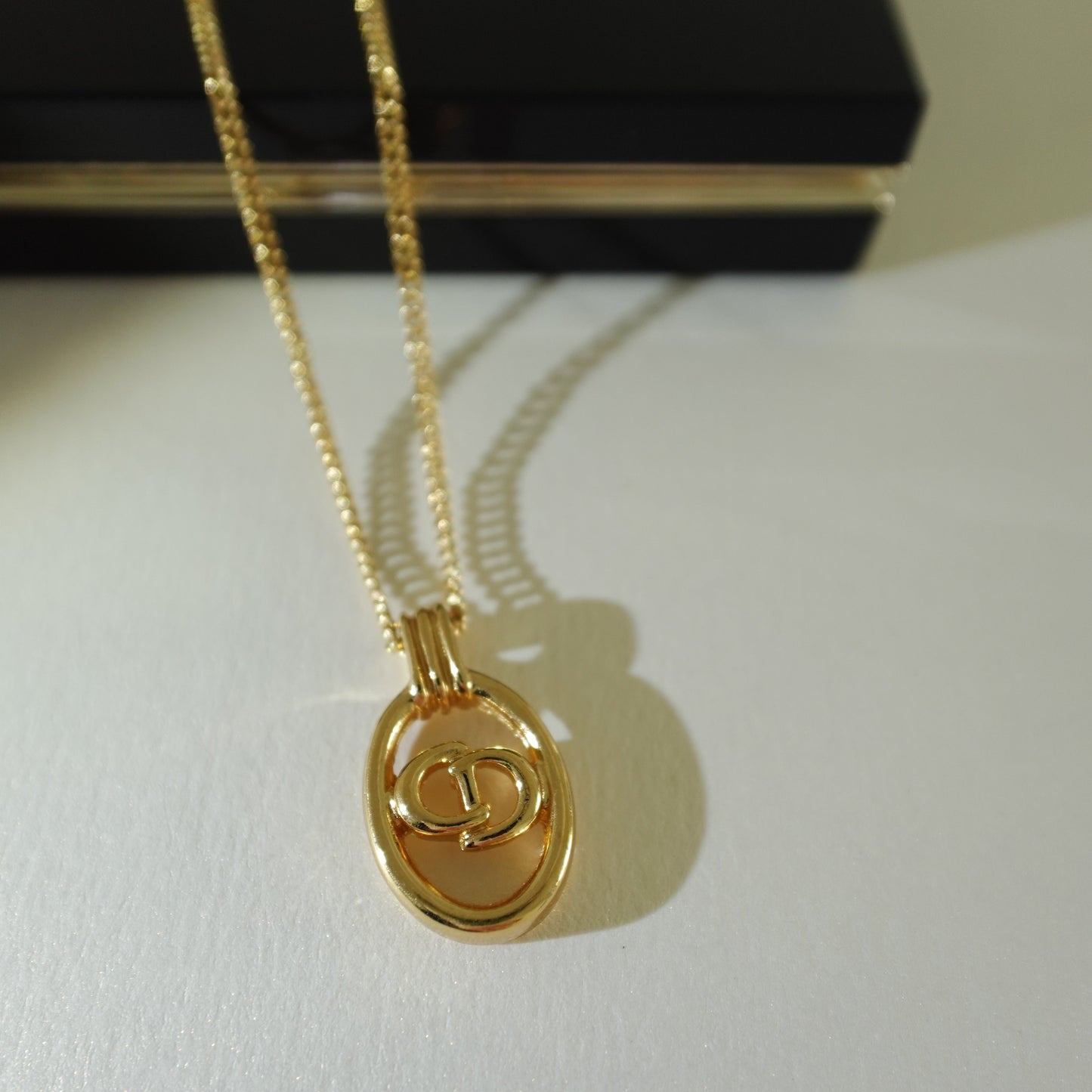 Vintage Dior CD oval pendant necklace