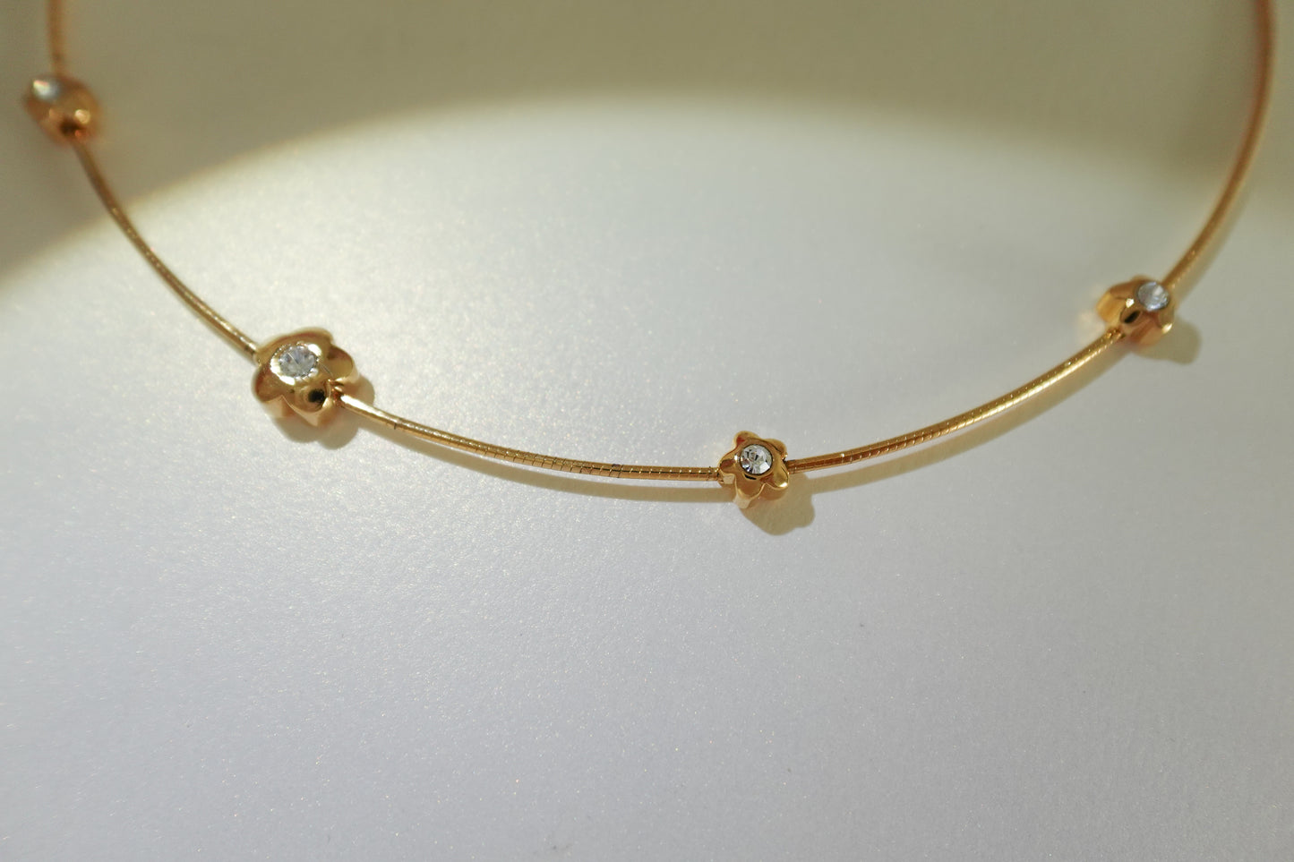 Omega chain rhinestone flowers