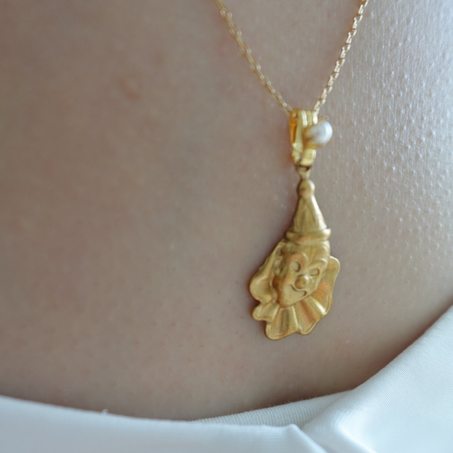 Vintage circus clown pendant necklace