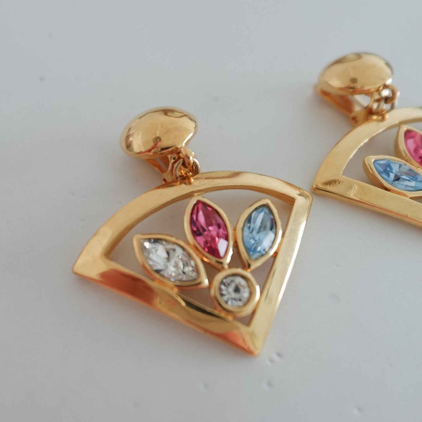 Vintage triangular drop clip on earrings