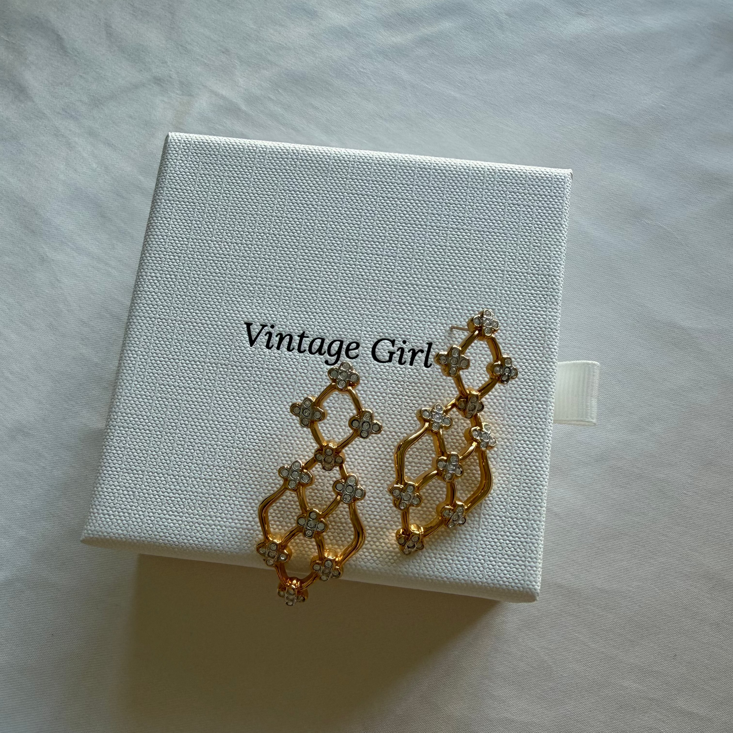 90's Swarovski 14k gold plated earrings