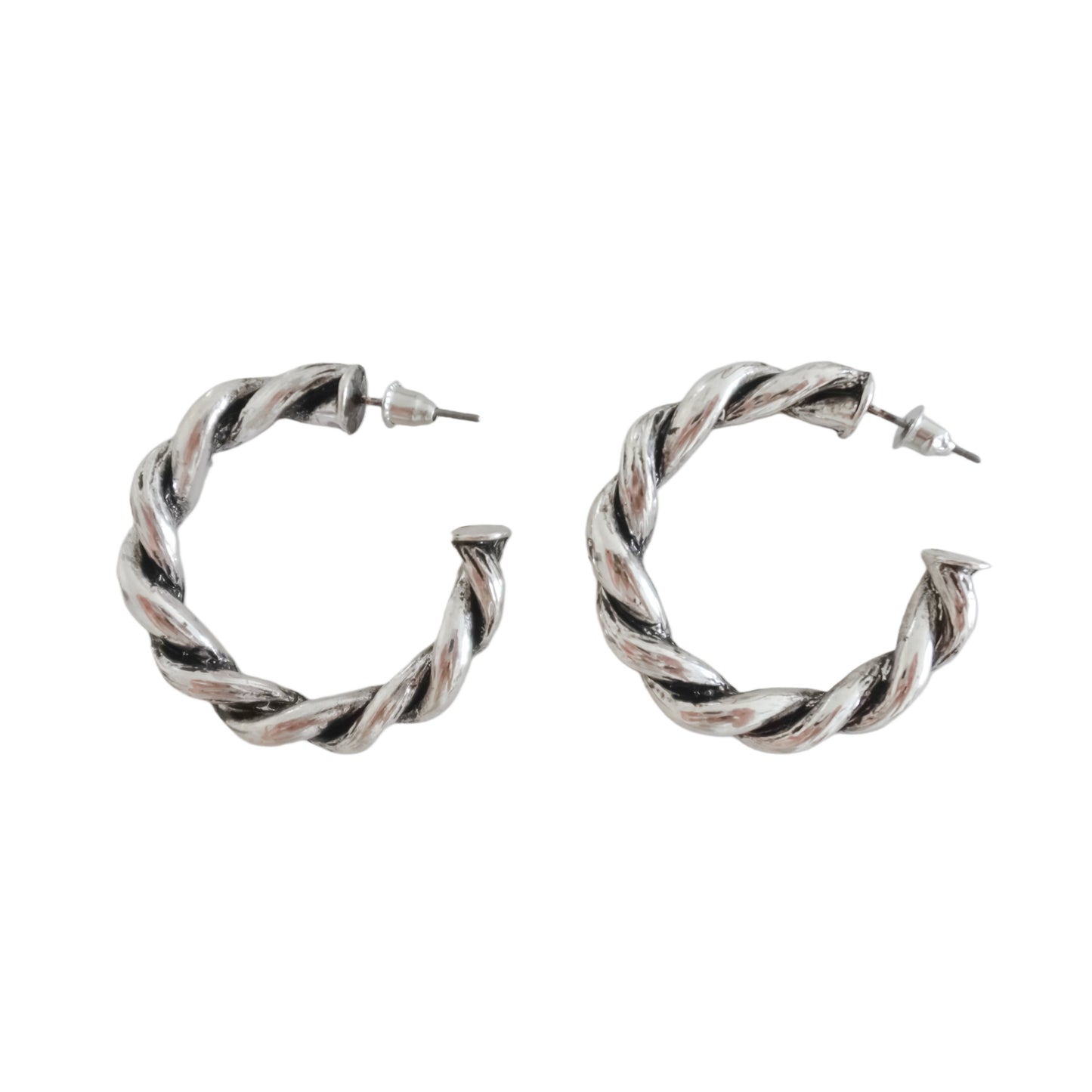 Silver & black large hoops