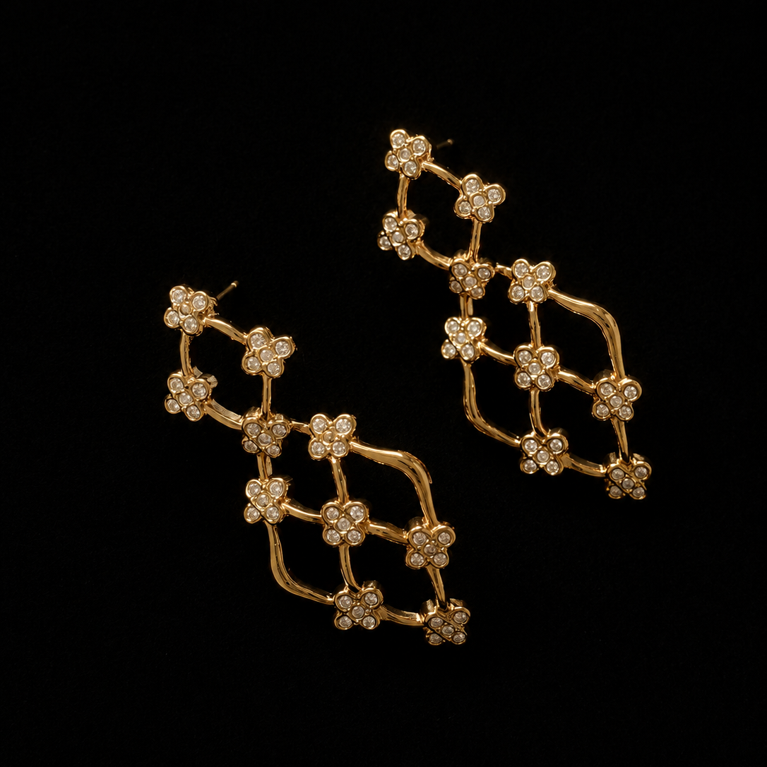 90's Swarovski 14k gold plated earrings