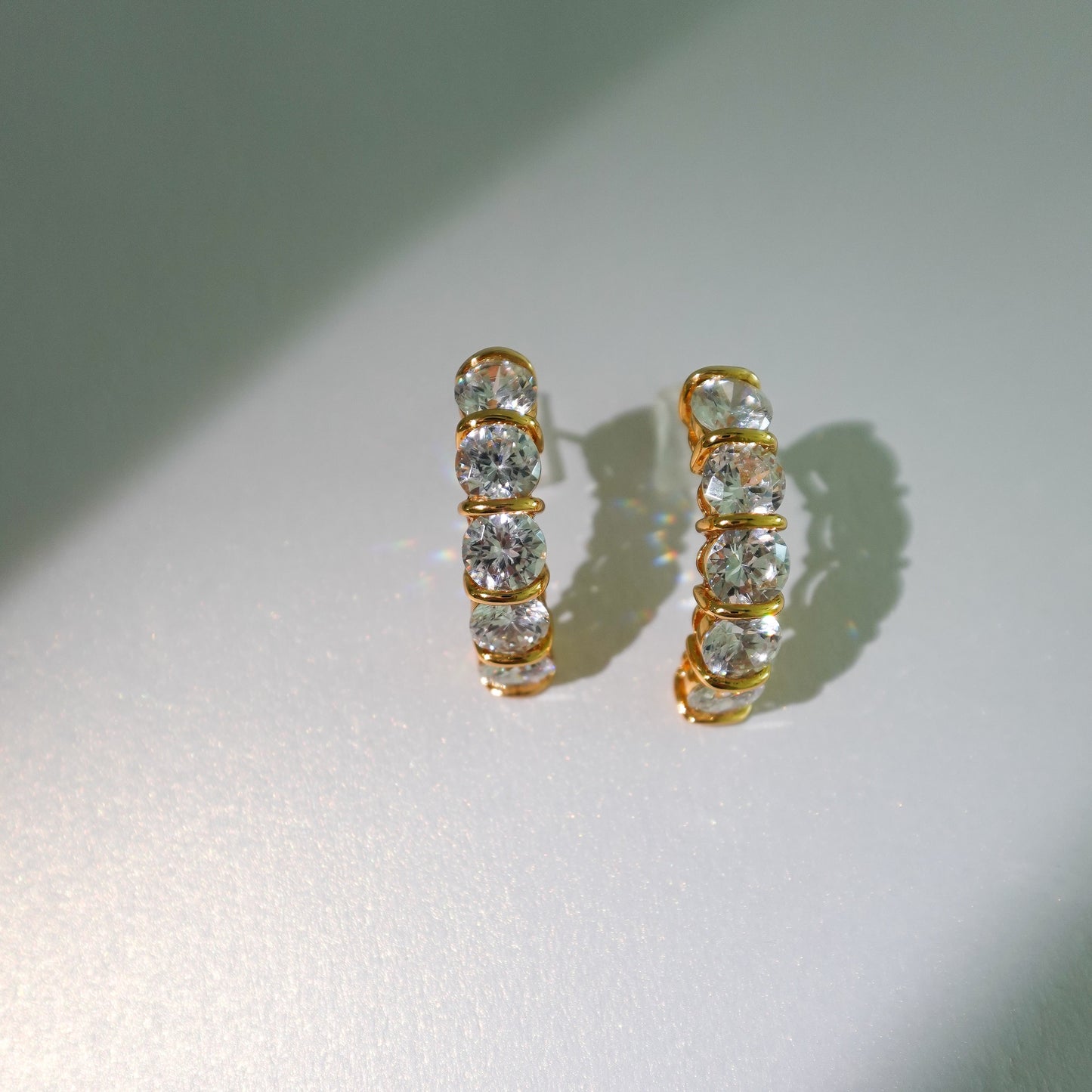 CZ gold tone hoops