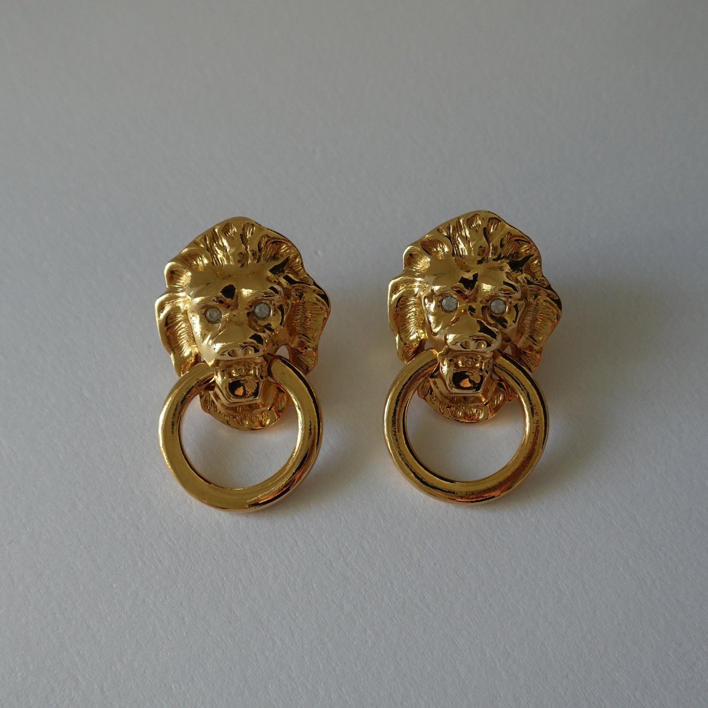 90s KJL lion head door knocker earrings