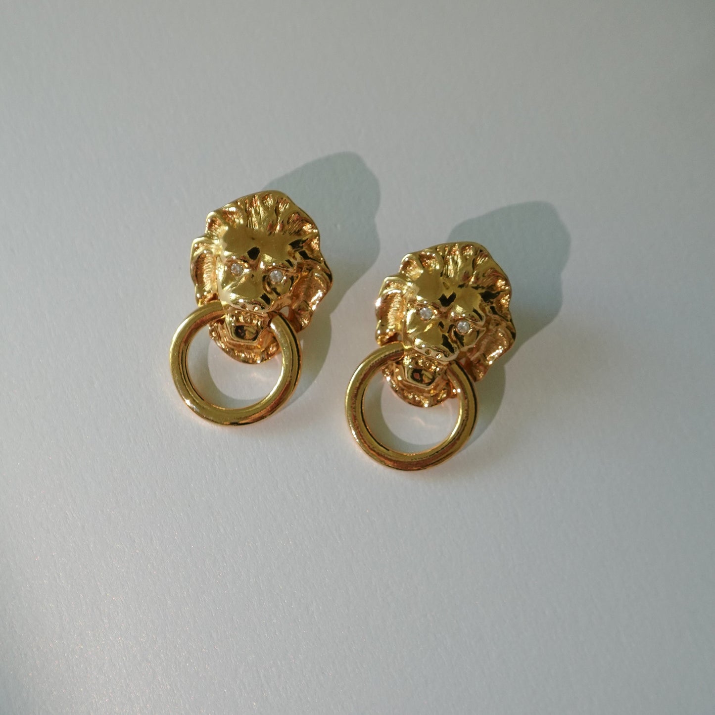 90s KJL lion head door knocker earrings