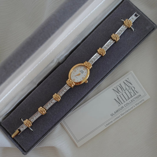 Two tone rhinestones watch