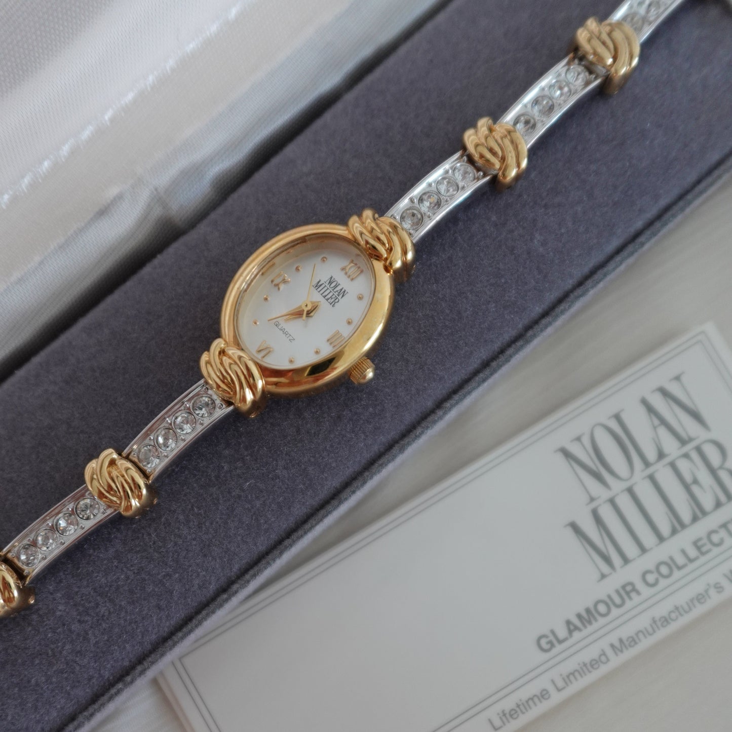 Two tone rhinestones watch