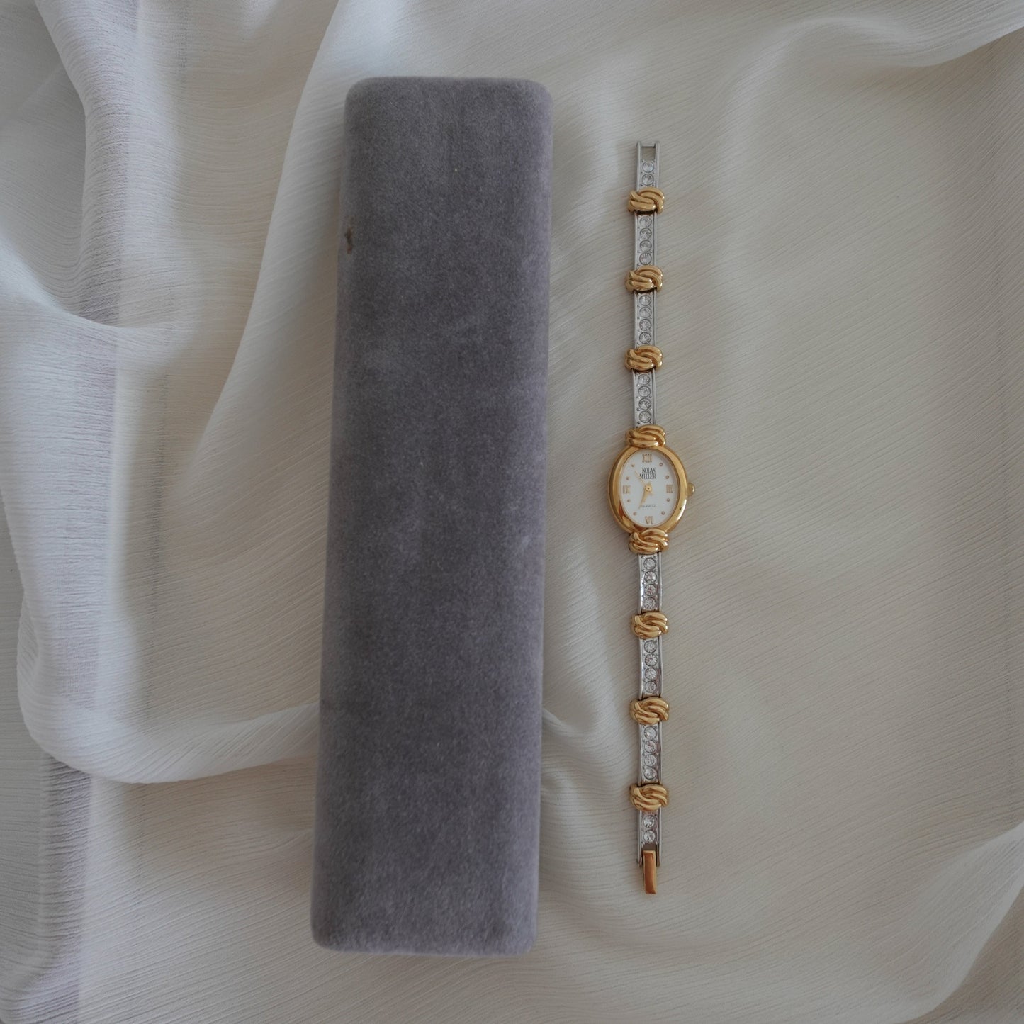 Two tone rhinestones watch