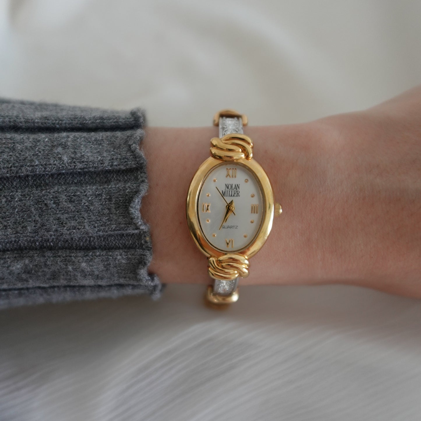 Two tone rhinestones watch