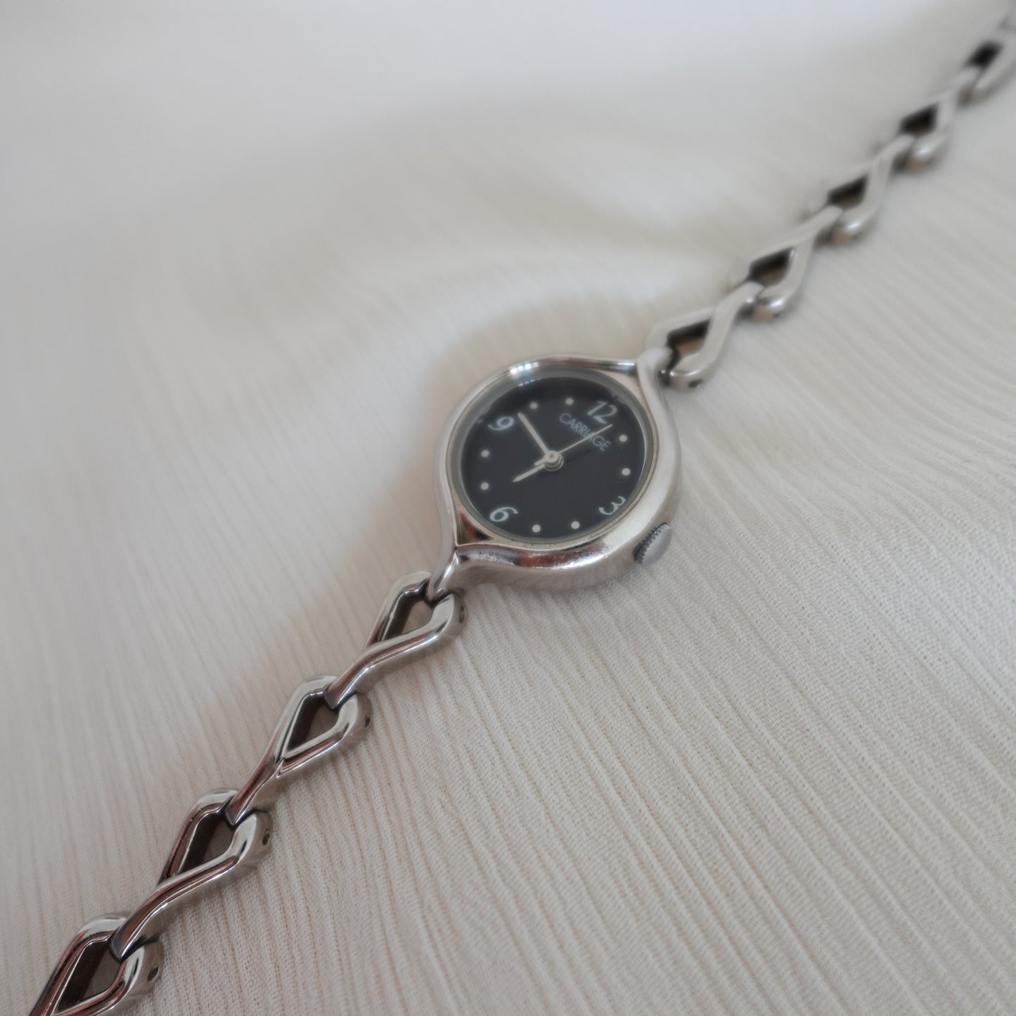 Silver tone dainty watch