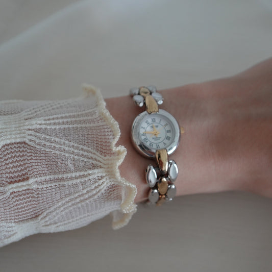 Dainty two tone silver watch