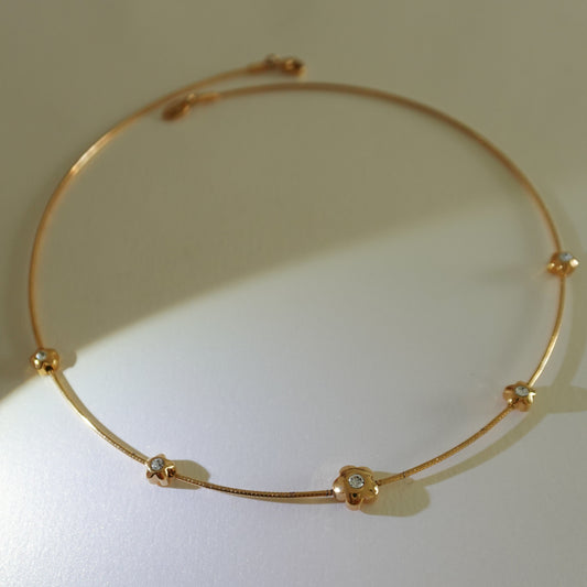 Omega chain rhinestone flowers