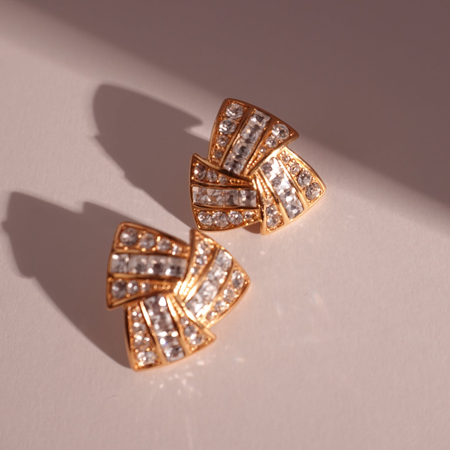 1980s rhinestone pierced earrings, Monet