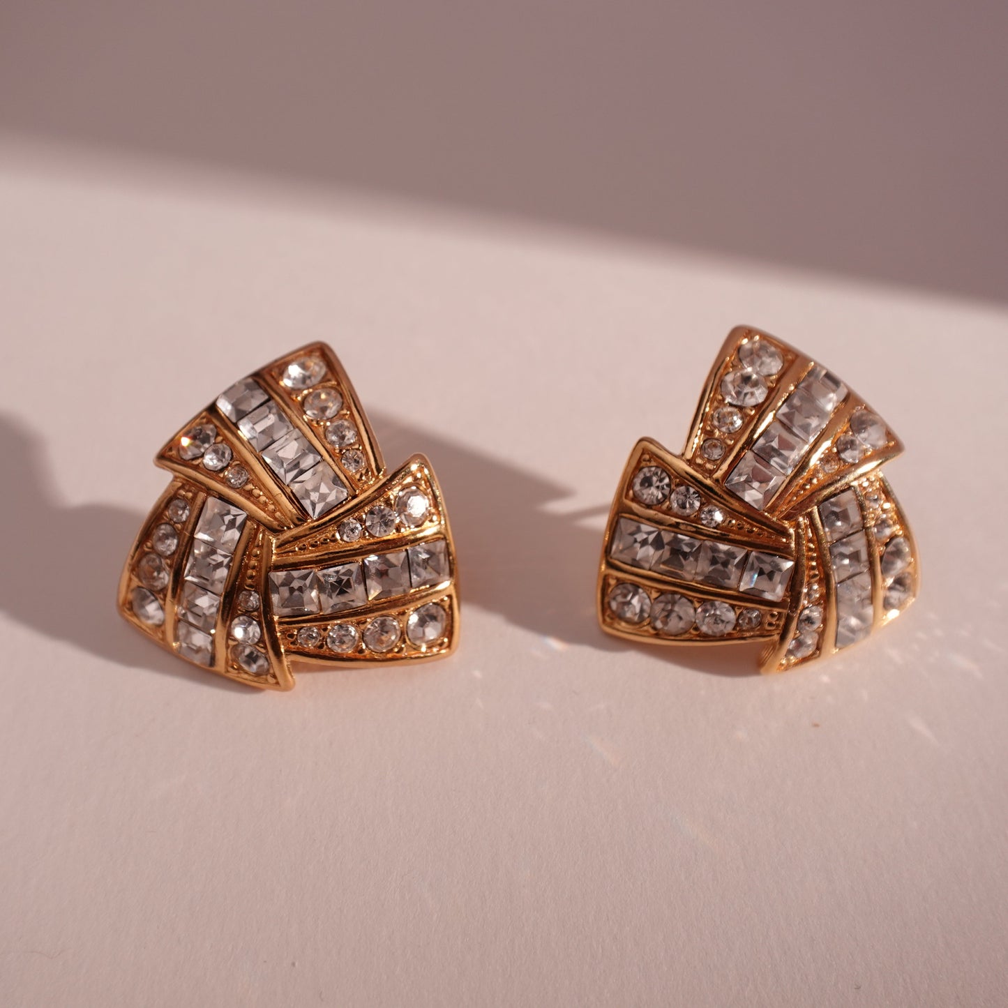1980s rhinestone pierced earrings, Monet