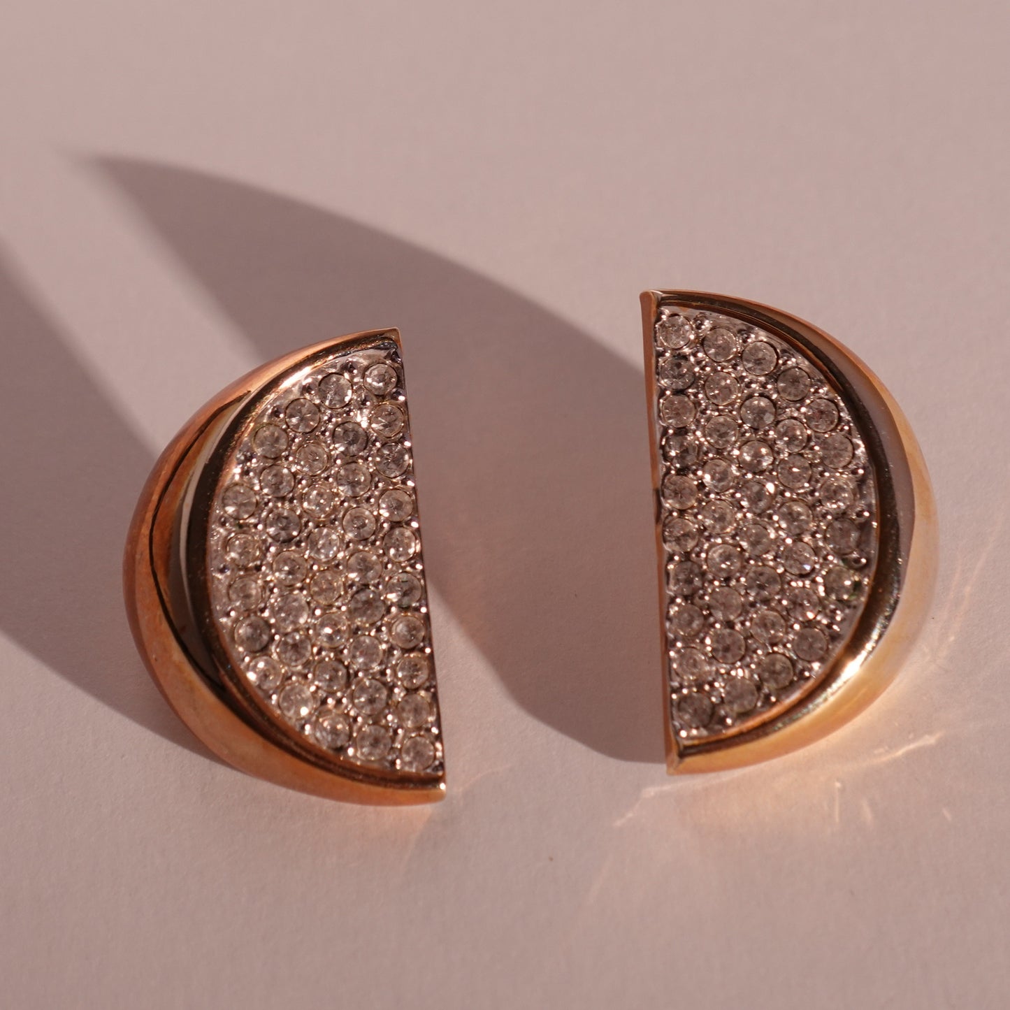 Vintage 90s half sphere rhinestone earrings