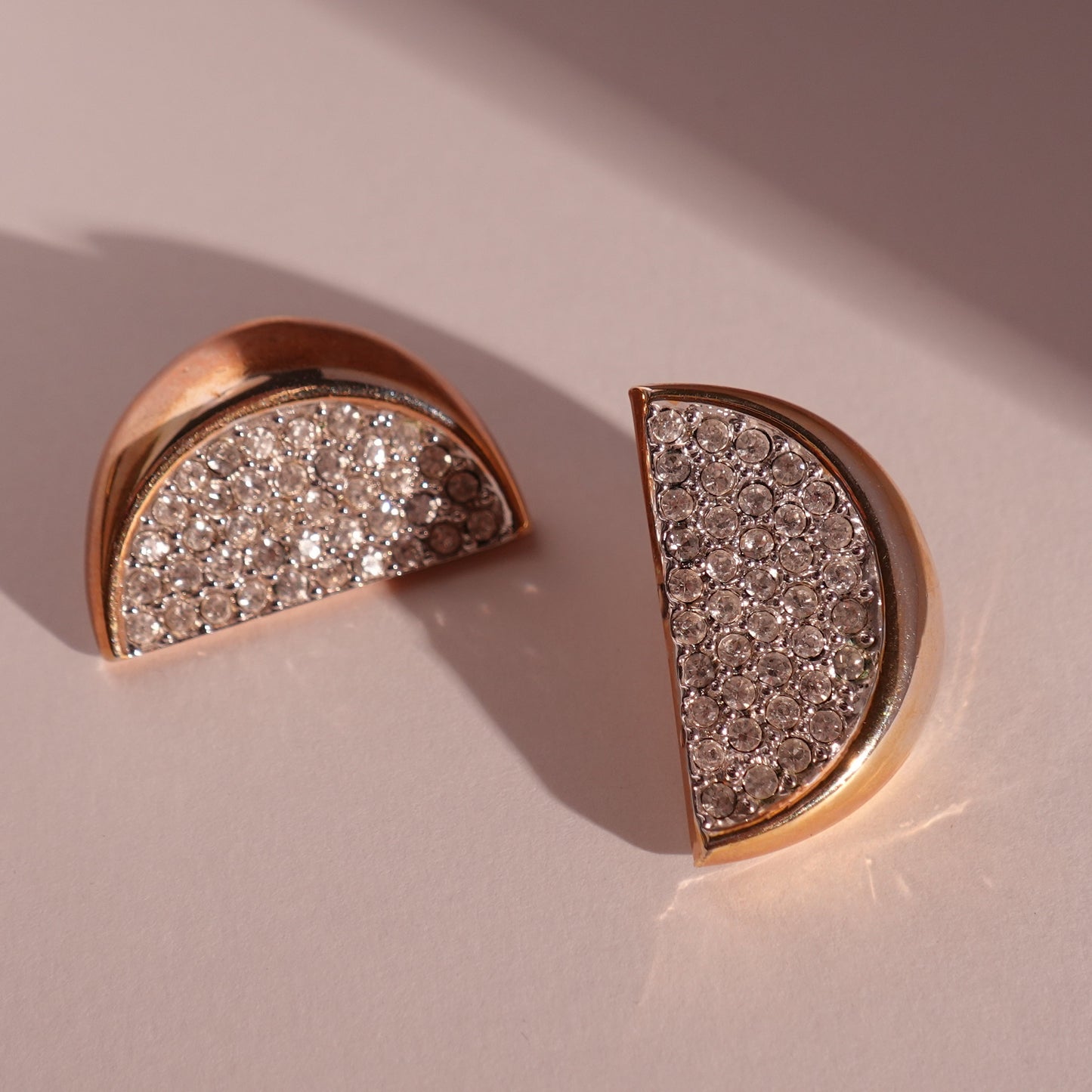 Vintage 90s half sphere rhinestone earrings