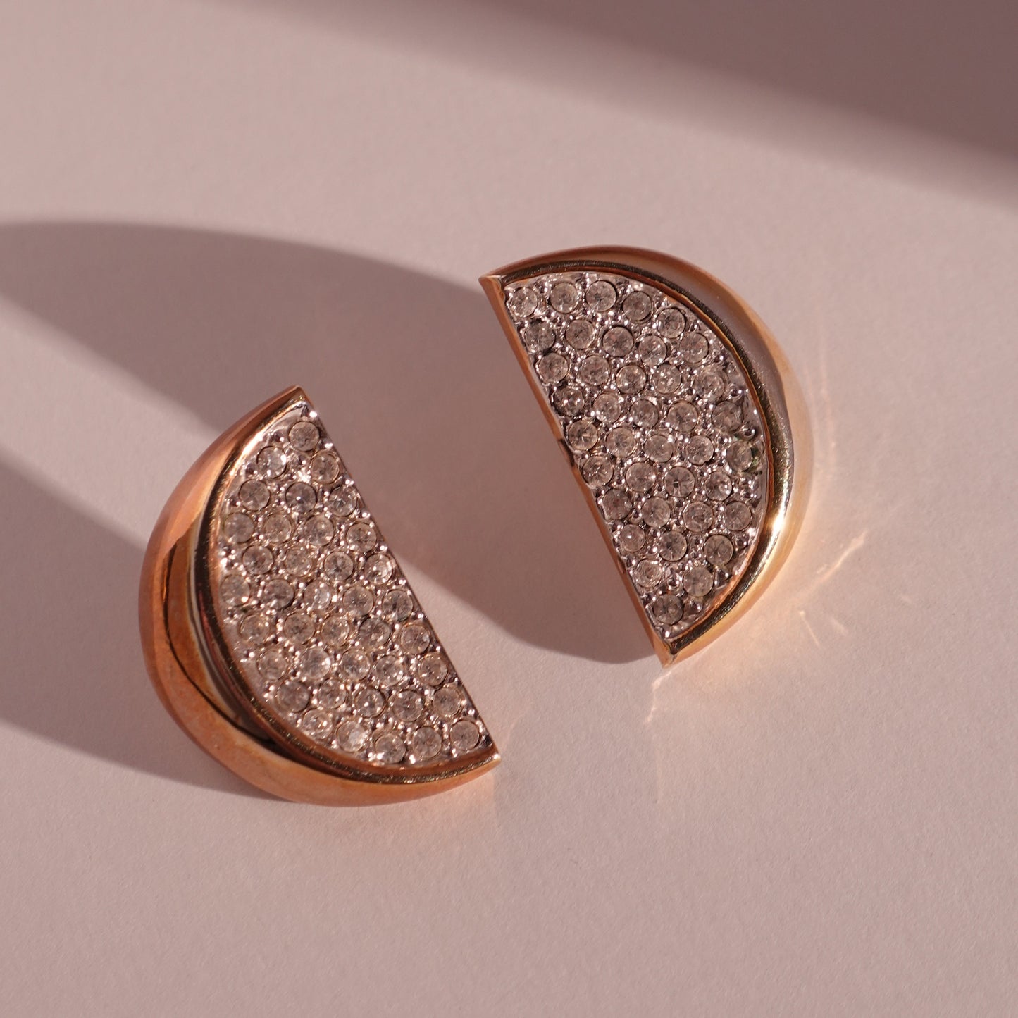 Vintage 90s half sphere rhinestone earrings