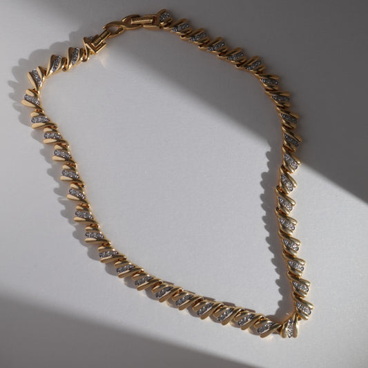 Rare Nina Ricci rhinestones gold necklace