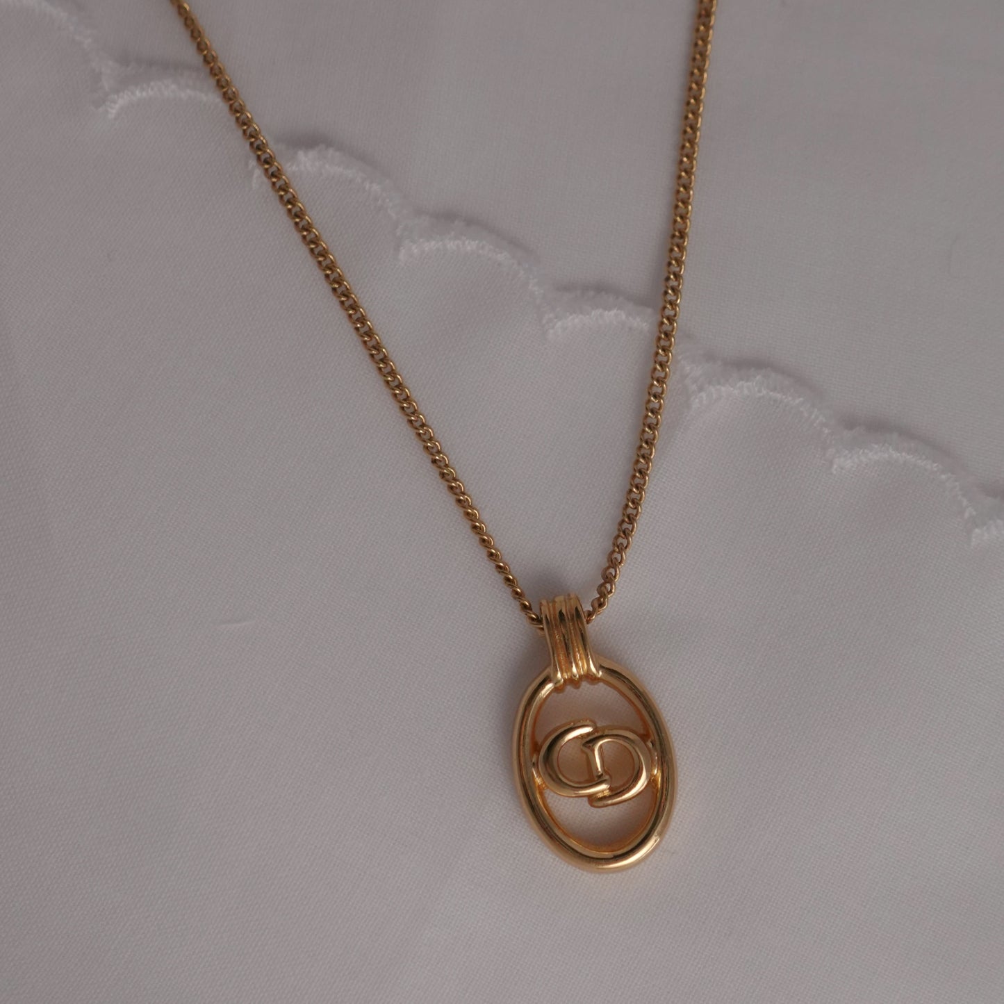 Vintage Dior CD oval pendant necklace