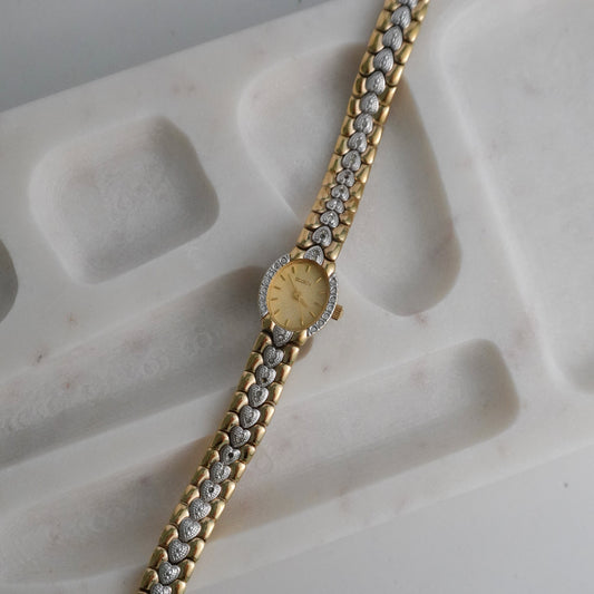 Vintage Elgin rhinestone two tone watch