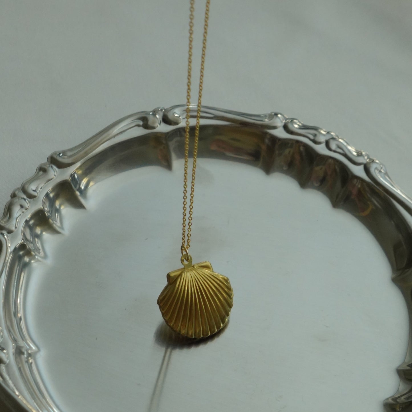 Vintage seashell locket necklace