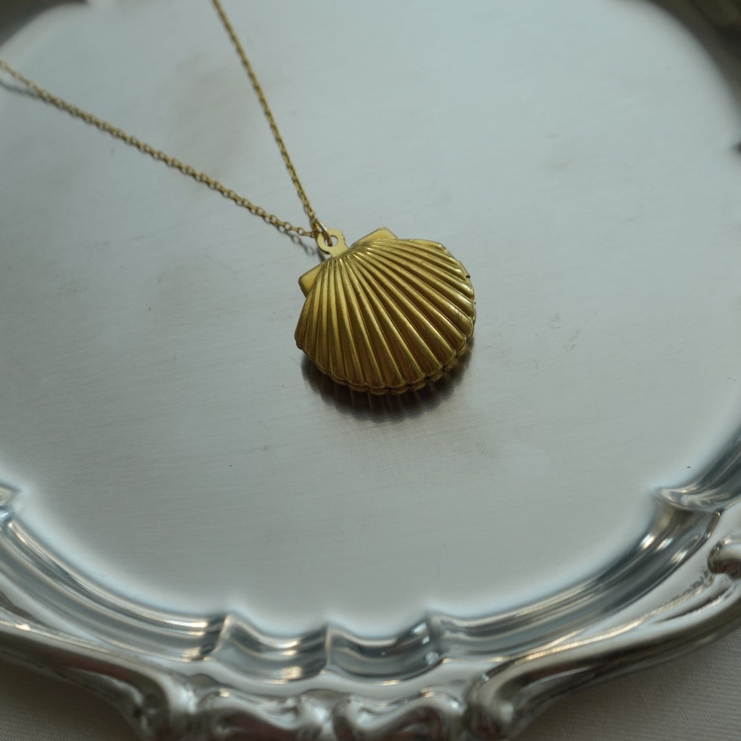 Vintage seashell locket necklace