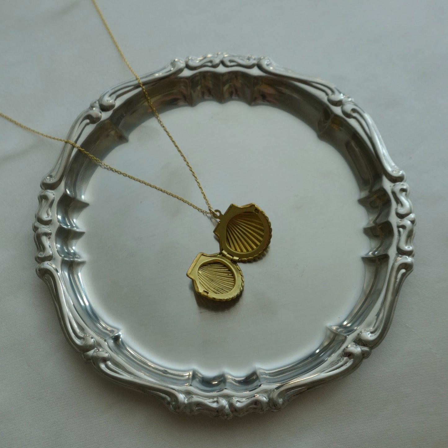 Vintage seashell locket necklace