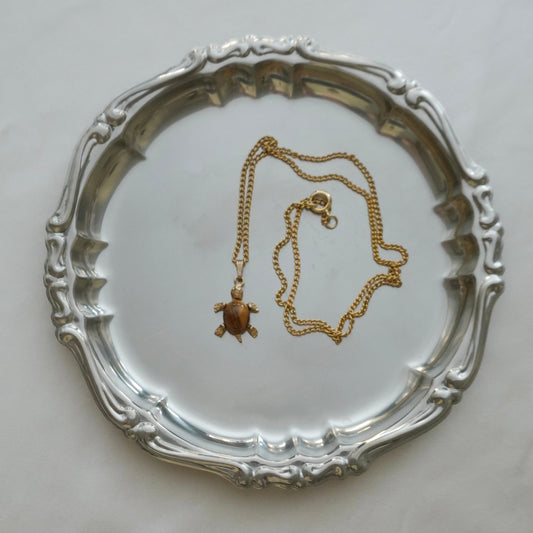 Vintage Tiger's eye tortoise pendant necklace