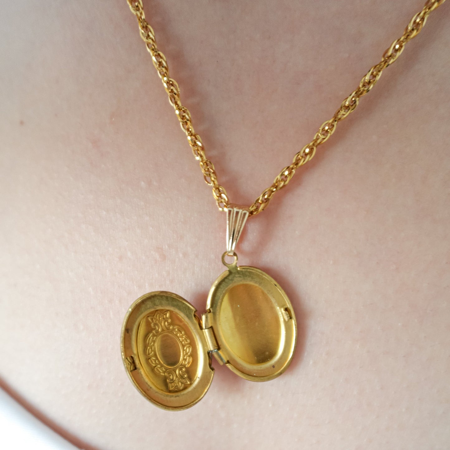 Vintage Green Paste Locket Necklace