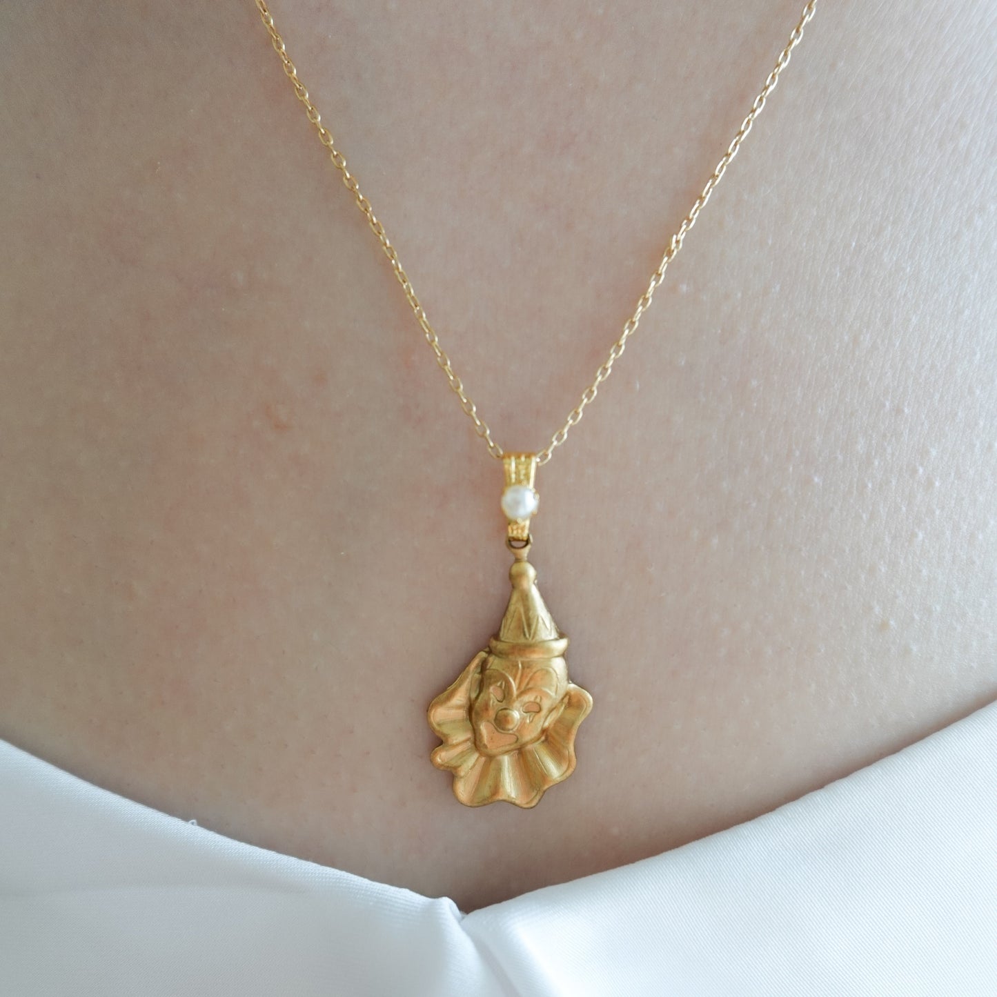 Vintage circus clown pendant necklace