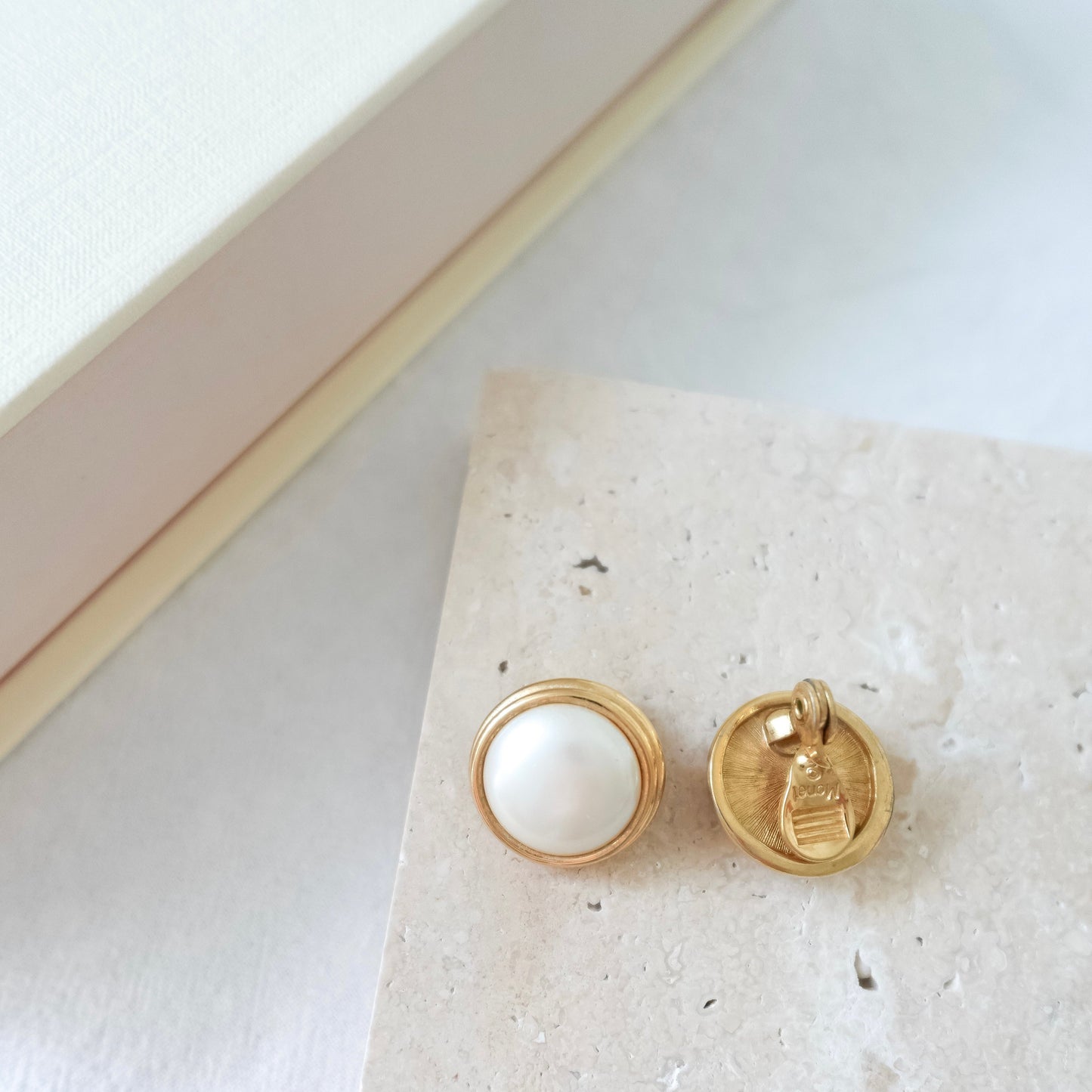 Monet 1970's-1980's faux pearl clip on earrings