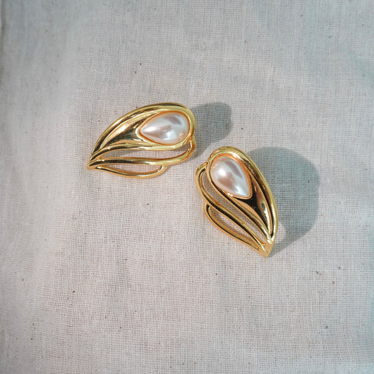 Napier 1980's faux pearl gold earrings