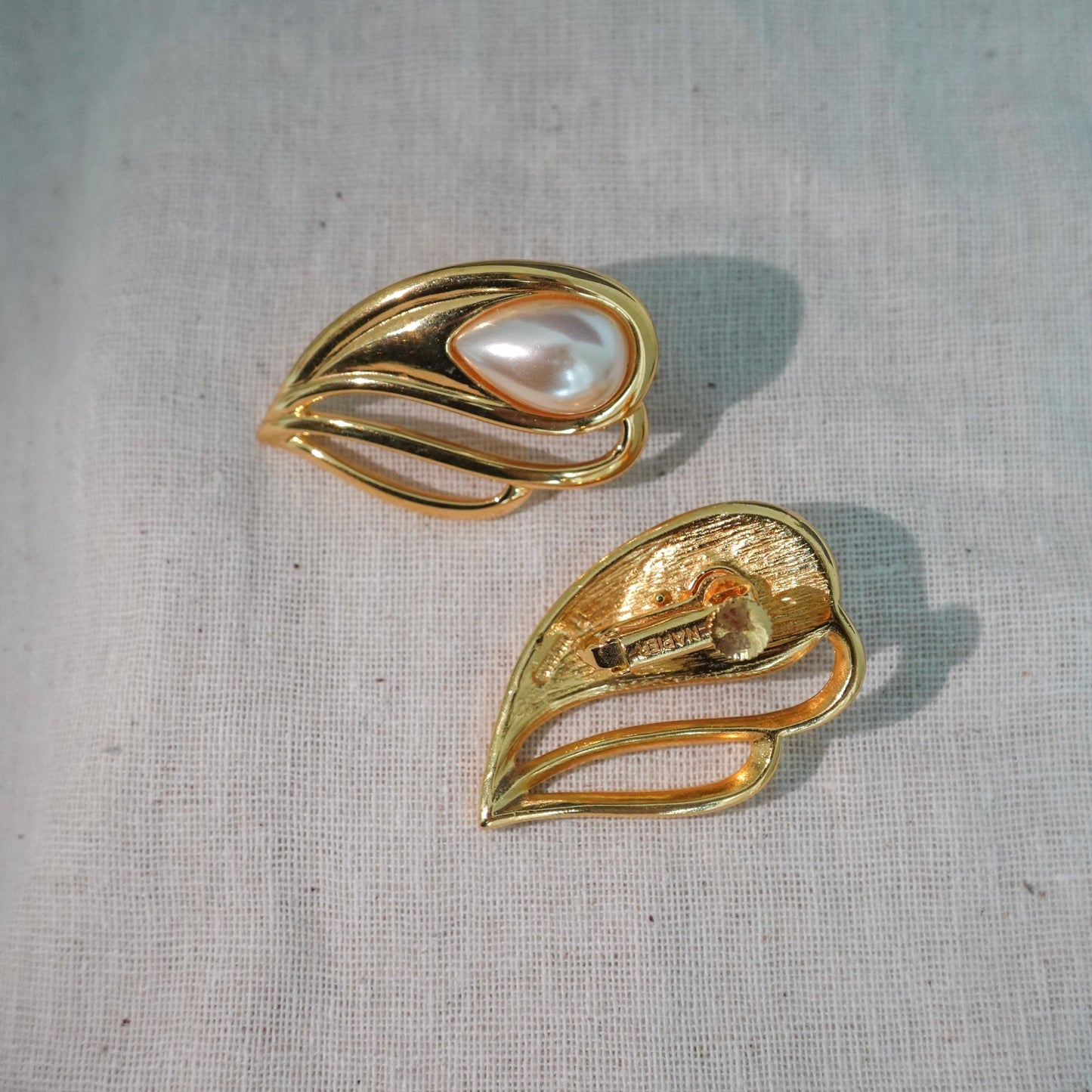 Napier 1980's faux pearl gold earrings