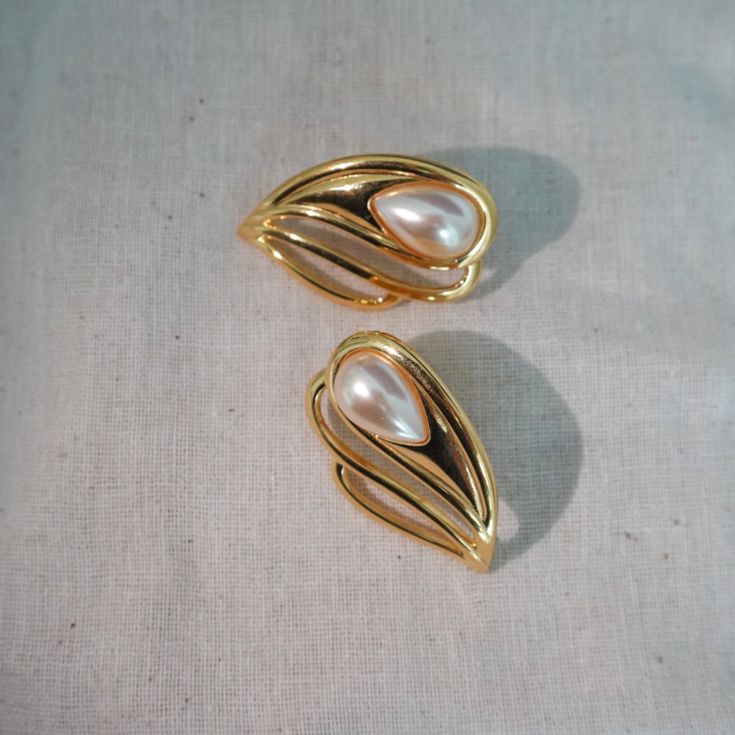 Napier 1980's faux pearl gold earrings