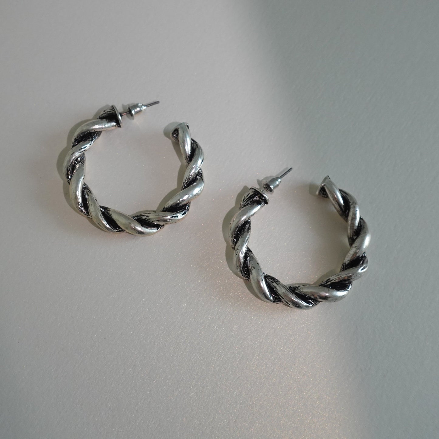 Silver & black large hoops