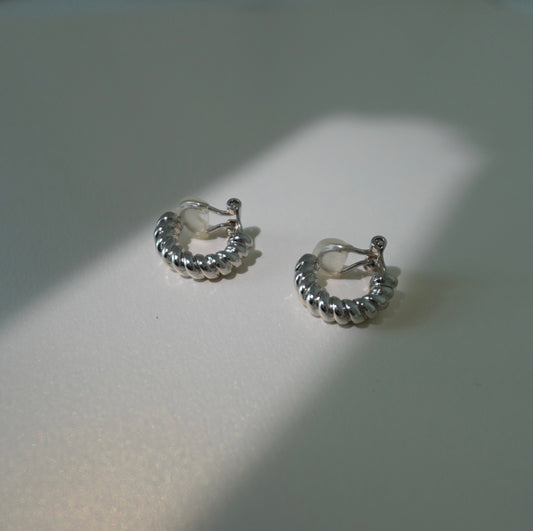 Silver twist hoops