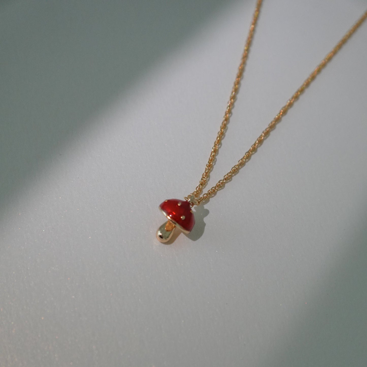 Tiny red mushroom necklace