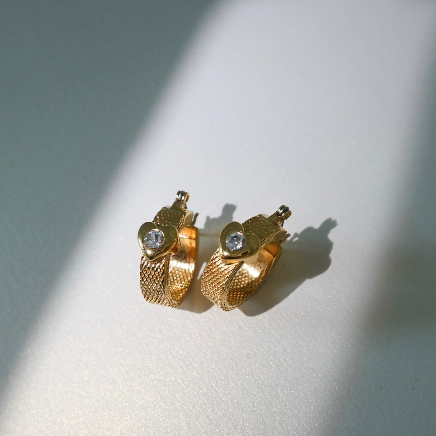 Rare Givenchy heart crystal gold hoops