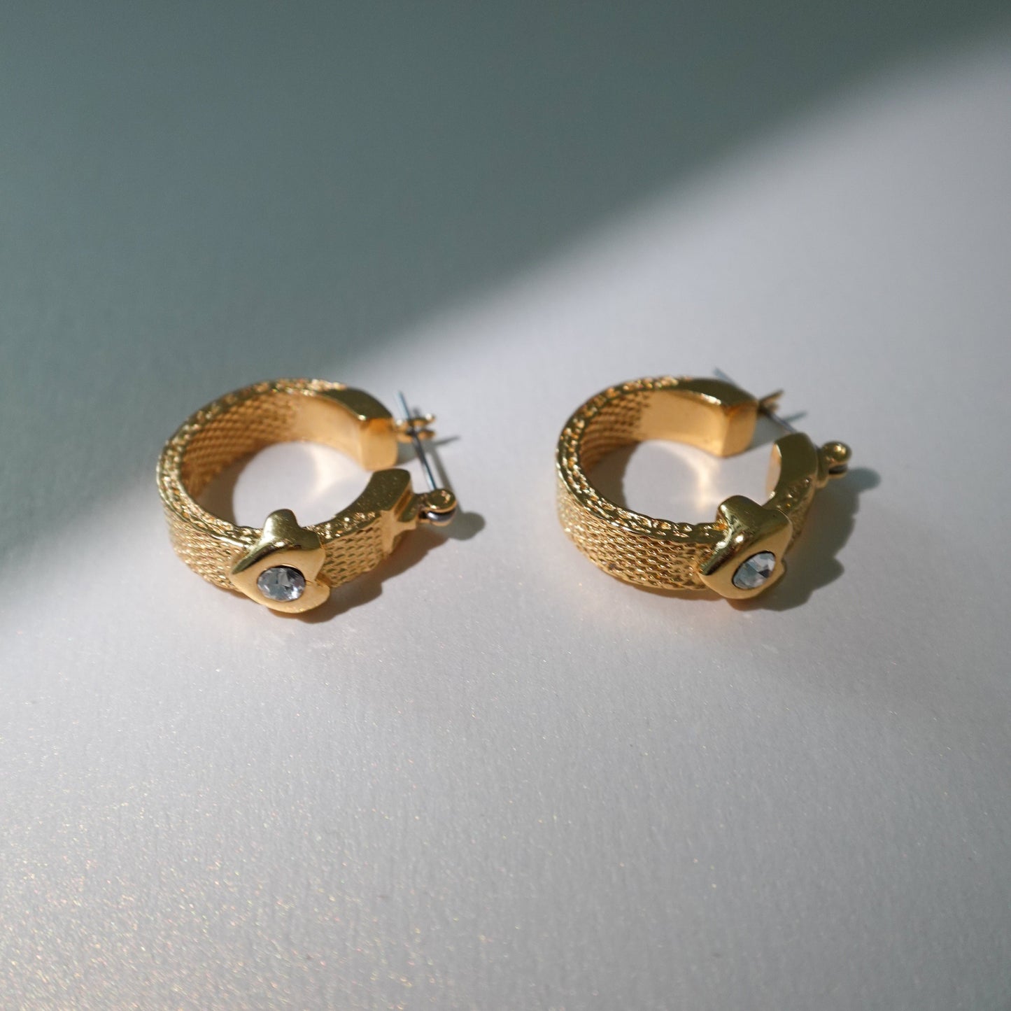 Rare Givenchy heart crystal gold hoops