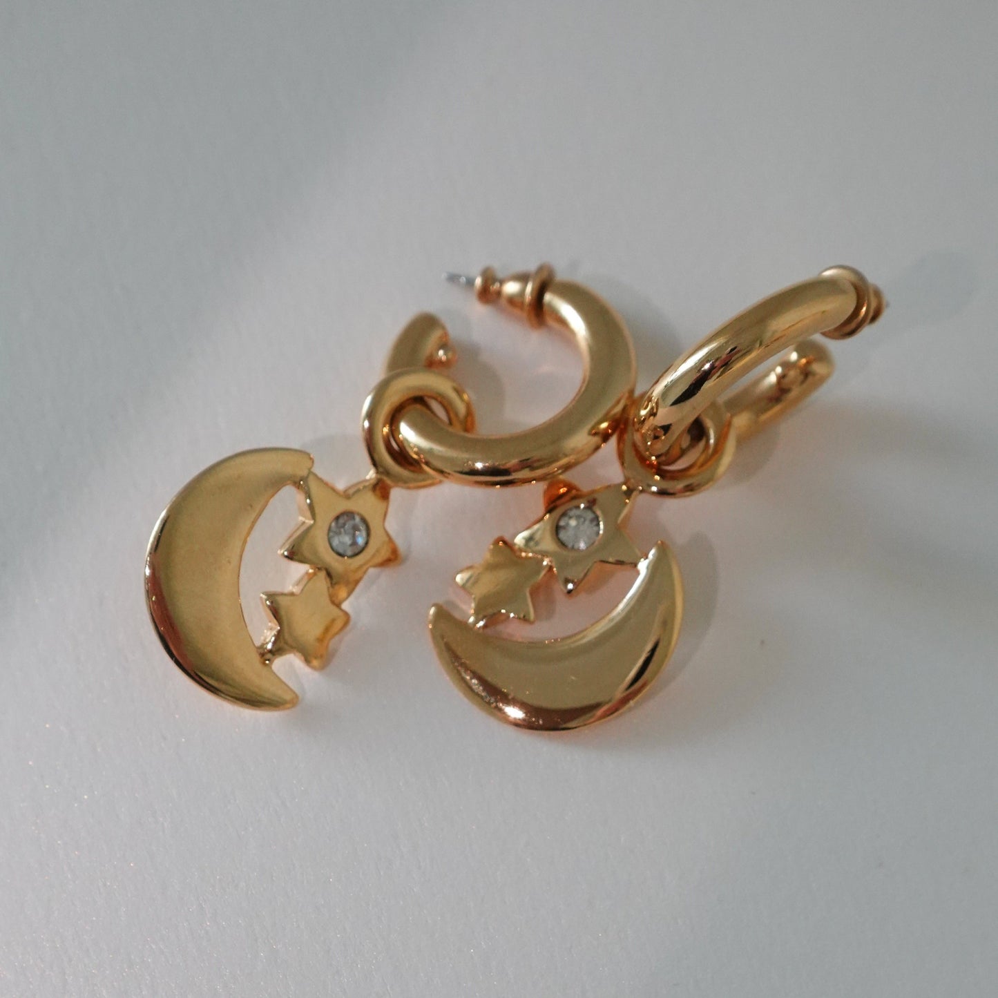 Monet 1980's gold star & moon earrings