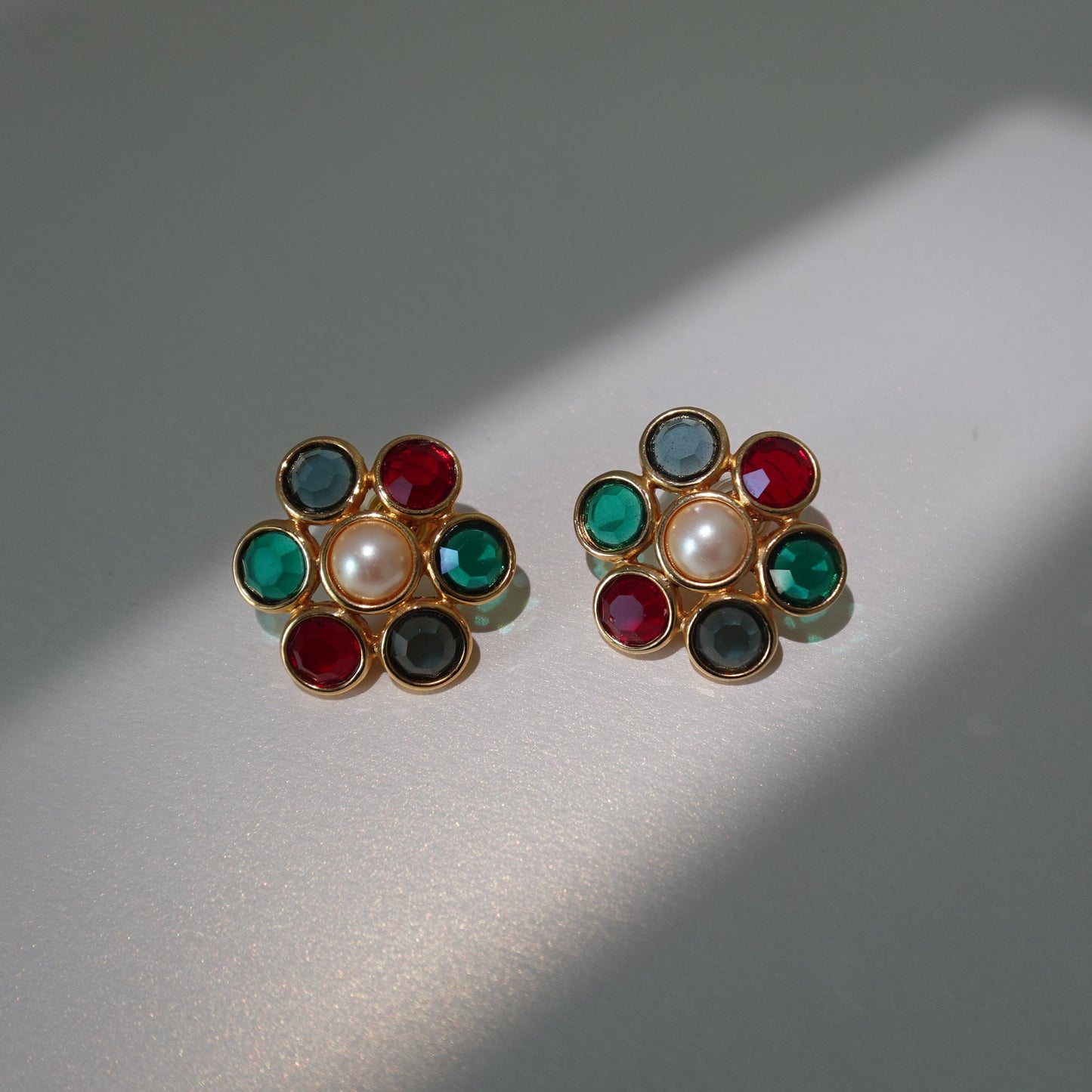 Monet 1970's Mogul cut glass earrings