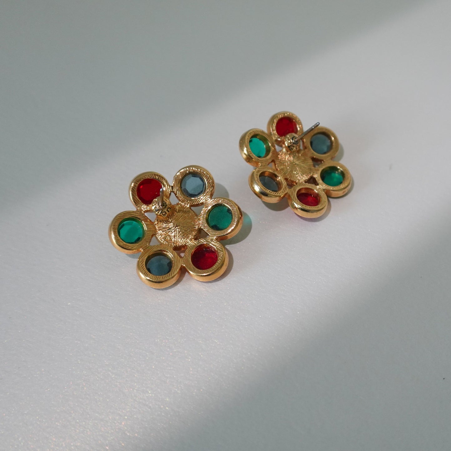 Monet 1970's Mogul cut glass earrings