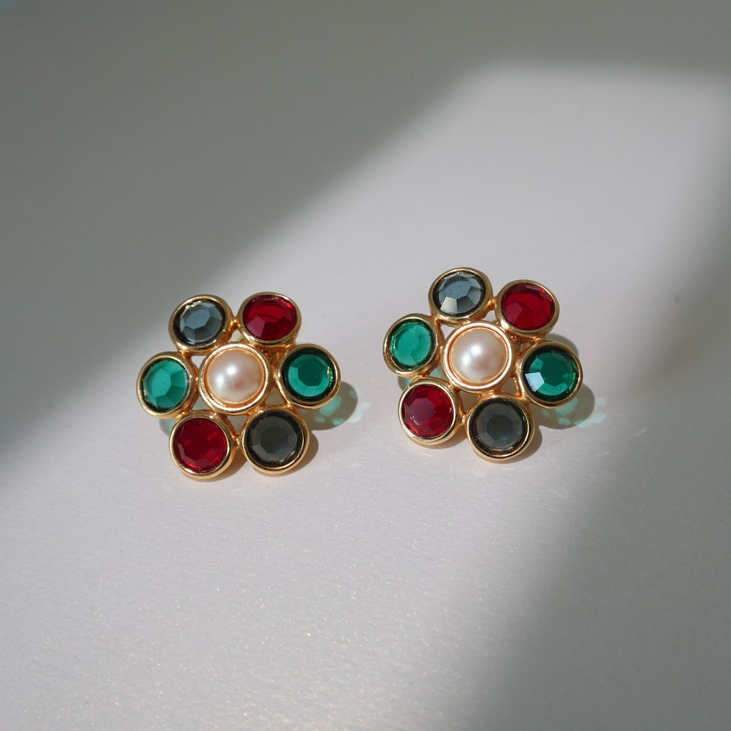 Monet 1970's Mogul cut glass earrings