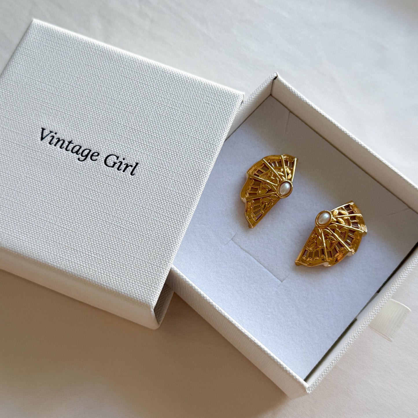1980's gold plated faux pearl earrings