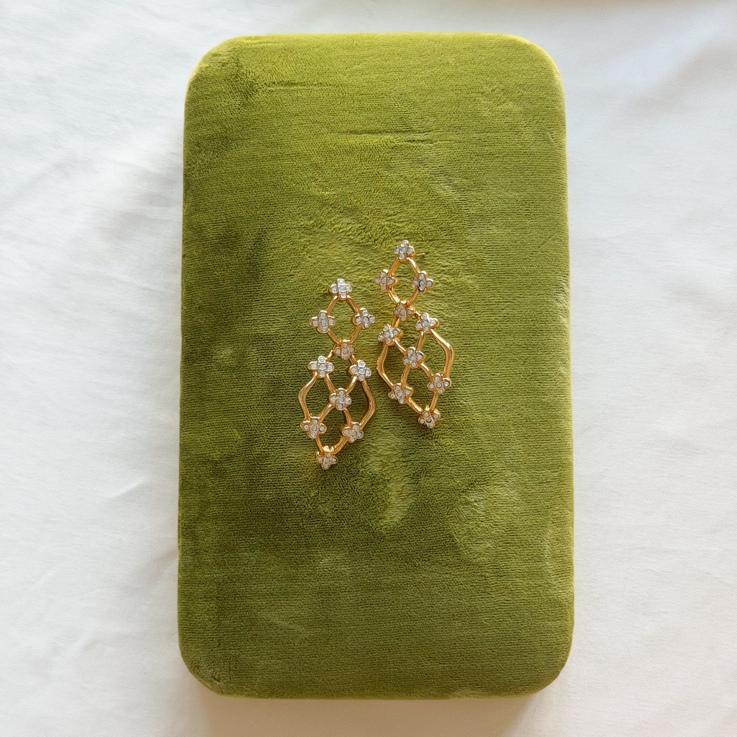90's Swarovski 14k gold plated earrings