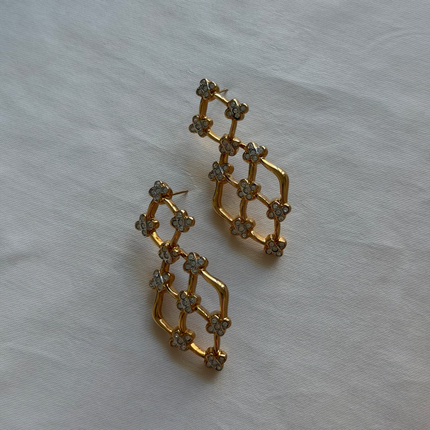 90's Swarovski 14k gold plated earrings
